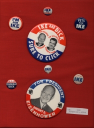 Eisenhower-Nixon Campaign Buttons and Tab, ca. 1952