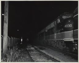 Night Shot of Two Locomotives