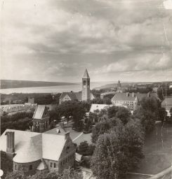 View of the lower campus looking towards Cayuga Lake ca. 1920