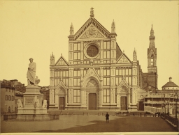 Florence. Statue of Dante and church of Santa Croce 