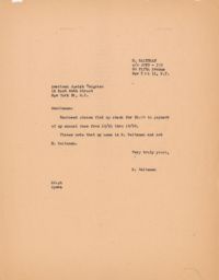 Rubin Saltzman to American Jewish Congress Regarding Annual Membership Dues, ca. September 1951 (correspondence)