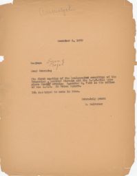 Rubin Saltzman Regarding Amalgamation Committee Between Slovaks and IWO, December 1930 (correspondence)