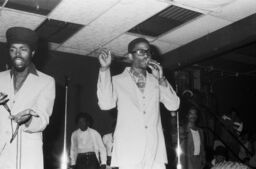 JDL and Grandmaster Caz of the Cold Crush Brothers at an unidentified venue in New Jersey