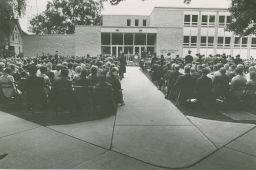 Commencement ceremony in front of Youngchild Hall