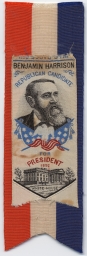 Benjamin Harrison Republican Candidate Ribbon, 1892
