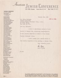Louis Lipsky to Rubin Saltzman Acknowledging Previous Letter, January 1945 (correspondence)