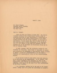 IWO to Meyer Weisgal in Response to Decline of Membership Request, April 1943 (correspondence)