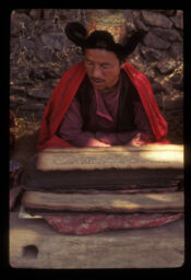 Chhyoi padiraheko lama (छयोई पढिरहेको लामा / Lama is reading budhist text book)