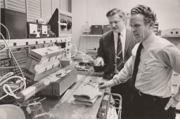 Lester Eastman and Conrad Dalman in lab