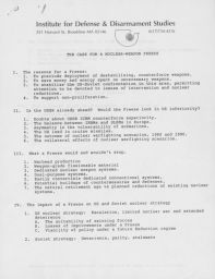 The Case for a Nuclear-Weapon Freeze, Not Used, Prepared for a Congressional dabate with R. Burt, 1982
