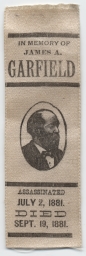 In Memory of James A. Garfield Ribbon, ca. 1881