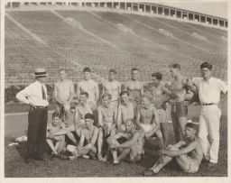 Cornell Track and Field group photo in Schoellkopf Field.