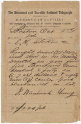 Letter and envelope from Slave Auctioneer (Davis and Deupree)--re: sale of slaves (Virginia)