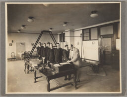 Bureau of Physical Examination, Civil Service Commission. Joseph A. Ruddy taking fingerprints of candidates. Picture taken by Brosnan, Bd. W.S., Dec. 12, 1915