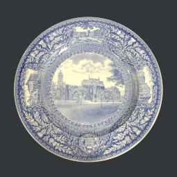 Wedgwood china (University of Pennsylvania), 1929, plate depicting College Hall, with its East Tower