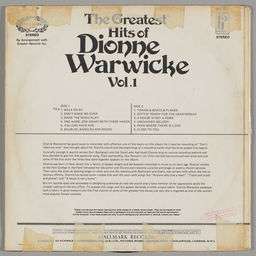 The greatest hits of Dionne Warwicke Vol. 1