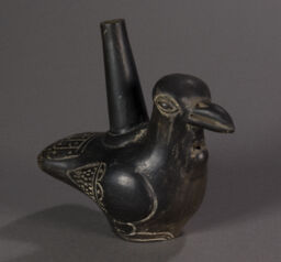 Blackware bird-shaped whistle bottle 