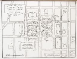 Civic Center plan showing Memorial Park and grouping of public buildings
