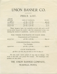 Union Banner Co. Price List
