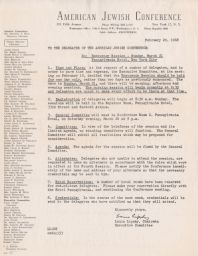 Louis Lipsky to the Delegates of the American Jewish Conference about Emergency Session, February 1948 (correspondence)