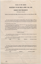1952 New Jersey Petition for Presidential Candidate