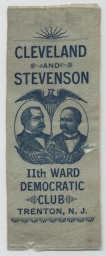 Cleveland-Stevenson 11th Ward Democratic Club Ribbon, ca. 1892