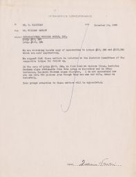William Karlin to Rubin Saltzman Inter-Office Correspondence, December 1952 (correspondence)