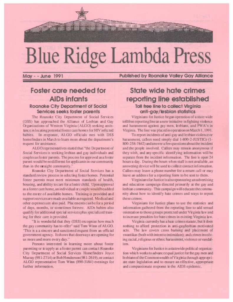 Blue Ridge Lambda Press, vol. 9, no. 3