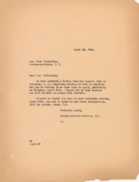 Jewish American Section, I.W.O. Office to Nora Zhitlowsky about Possible Lecture, March 1944 (correspondence)