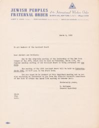 Rubin Saltzman to All Members of the Resident Board, March 1953 (correspondence)