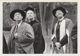 Adlai Ewing Stevenson II (left) next to Cornell president James A. Perkins and Sir Eric Ashby at Centennial celebration