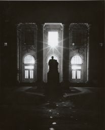 Andrew D. White Statue Arts Quad, at night silhouette