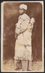 Woman carrying baby on back