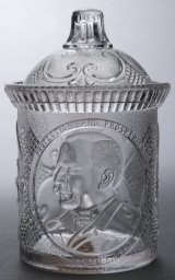 McKinley Protection And Prosperity Portrait Glass Mug with Lid, ca. 1896