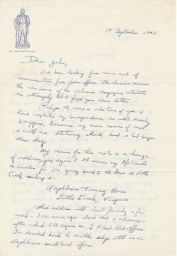 Letter from Wilmer Cressman to John Wagner, 17 September 1943.
