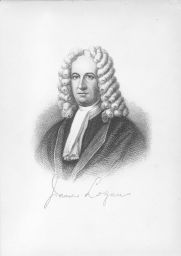 James Logan (1674-1751), autographed portrait engraving