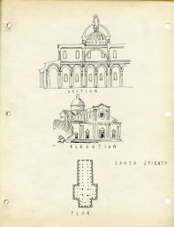 Church of Santo Spirito, architectural rendering by Warren Aubrey Chesterton