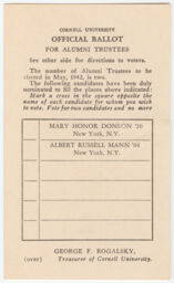 Official Ballot for Alumni Trustees to be elected in May, 1942