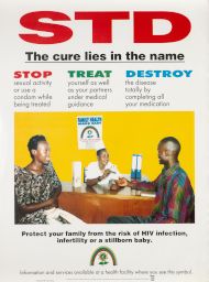 AIDS poster: “STD The cure lies in the name: Stop Treat Destroy”
