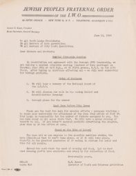 Ernie Rymer to Youth Lodge Presidents and Others Calling for a City-Wide Meeting, June 1946