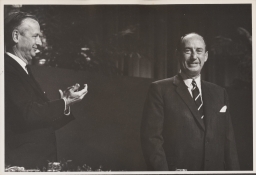 Cornell president James A. Perkins (left) and Adlai Ewing Stevenson II at Centennial celebration