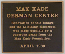Max Kade German Center Plaque