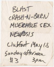 Club Foot, 1986 May 18