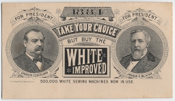 Cleveland-Blaine Portrait Advertising Card, 1884