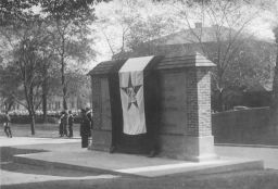World War I: 6326 banner draped over a memorial