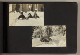 Male students playing in the snow.