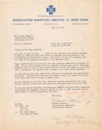 Rebecca Johnson to Zorya Schwartz about Hospital Bill, July 1951 (correspondence)