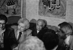Ray Barretto, Tito Puente, Machito, and Joe Quijano at a party for Charlie Palmieri at Beau's, the Bronx
