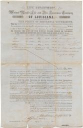Negro Insurance Policy, Mutual Benefit Life and Fire Insurance Co. (Louisiana), side 2.