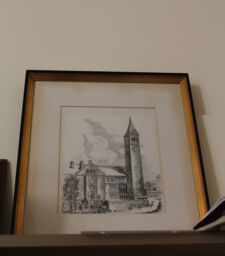 Pen and Ink Drawing of Uris Library and McGraw Tower